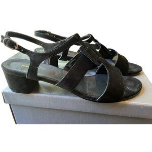 JOHN LEWIS Ladies Black Suede Sandals Low Heels Maria UK8 US10